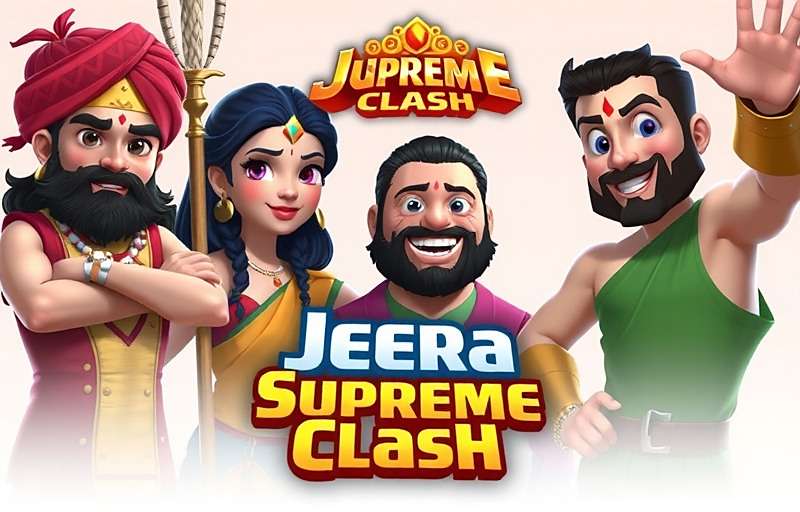 Jeera Supreme Clash Official Cover Jeera Supreme Clash game cover showing Indian characters in traditional attire from different regions