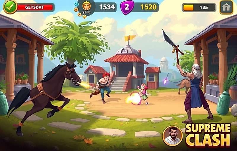 Jeera Supreme Clash Gameplay Jeera Supreme Clash gameplay showing a battle between players in a market setting
